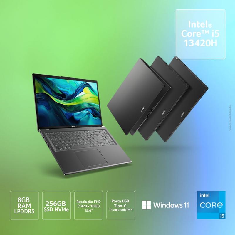 Notebook Acer Aspire 15 A15-51M-555Q Intel Core i5 13Gen 8GB 256GB